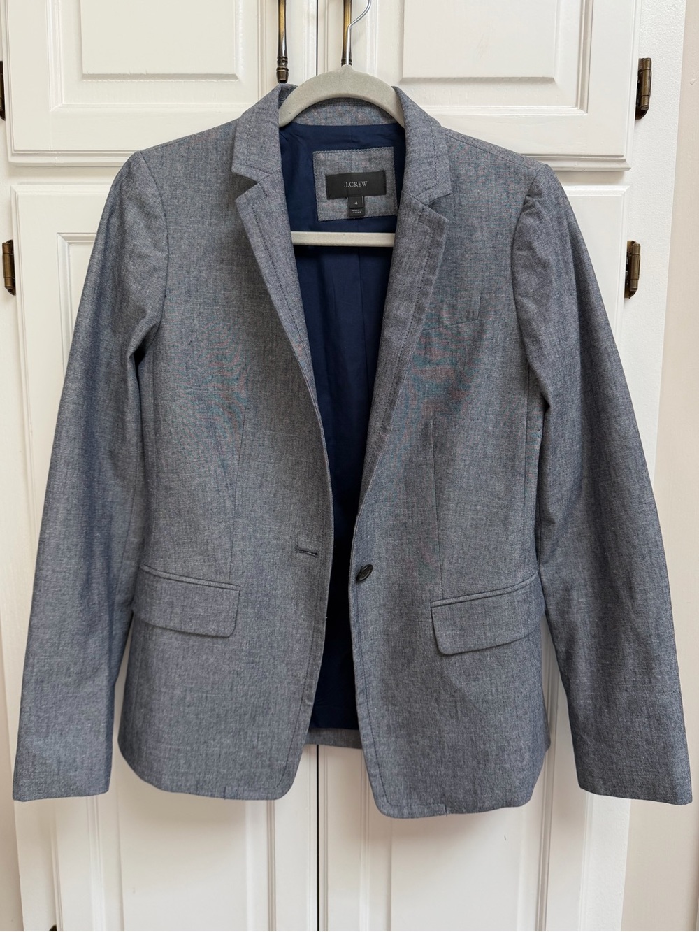 J. Crew Regent Blazer in Chambray Cotton Single Button Size 4